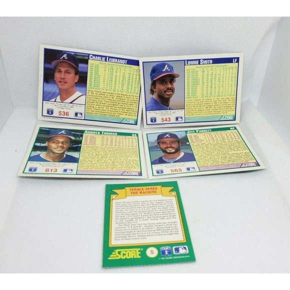 Lot Of 4 Score 91 Vintage Braves Baseball Trading Cards W/ World Series 1992 - Picture 3 of 12